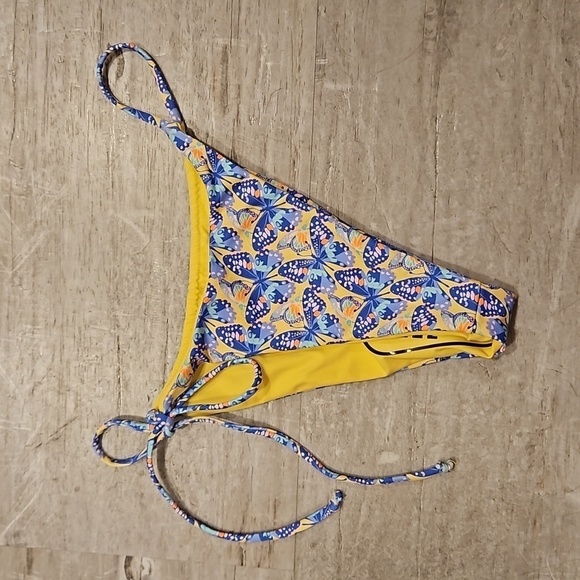💕FRANKIES BIKINIS💕 Ziggy Skimpy String Bikini Bottom Monarch Butterfly L NWOT - Picture 11 of 14